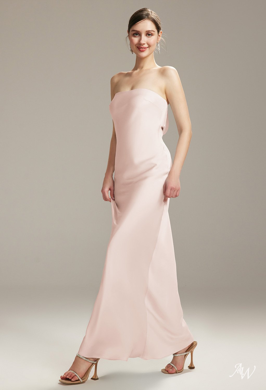 AW Fogbow Apricot Satin Charmeuse Bridesmaid Dresses image5